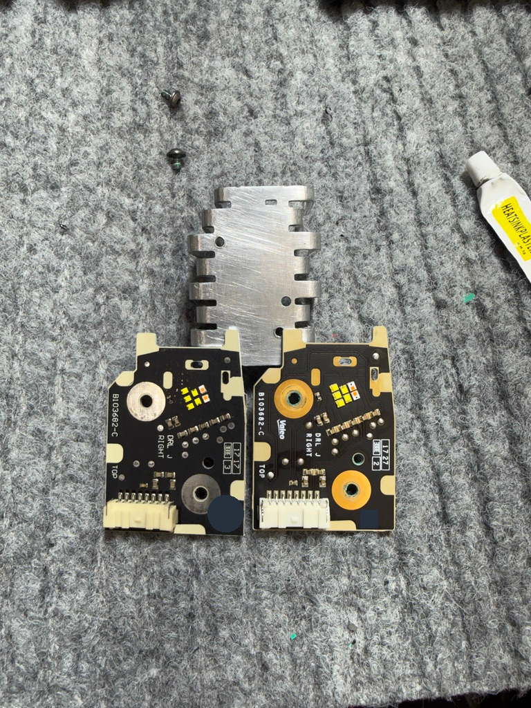 The DRL boards and heat sink, shown outside the housing.